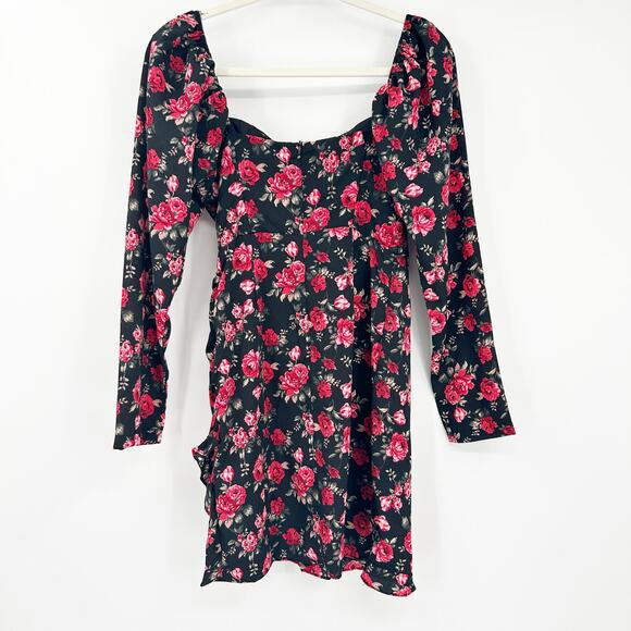 Boohoo Womens Dark Cottagecore Garden Party Floral Sweetheart Neck Mini Dress 6 - Picture 10 of 10